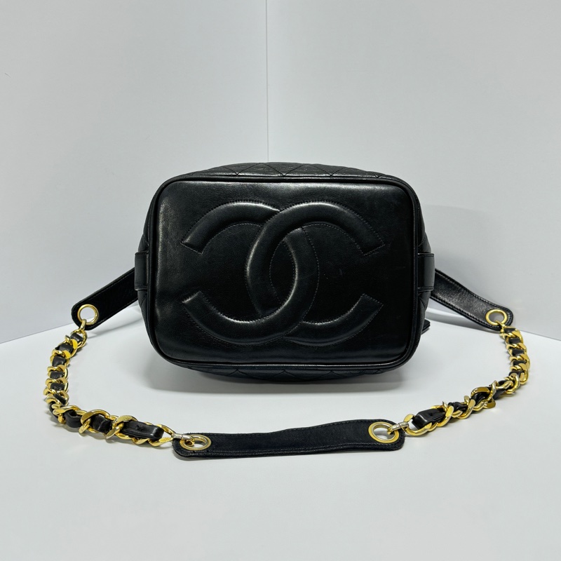 【極新🎁】 Chanel 黑金羊皮 水桶包 (專櫃223,000)-3