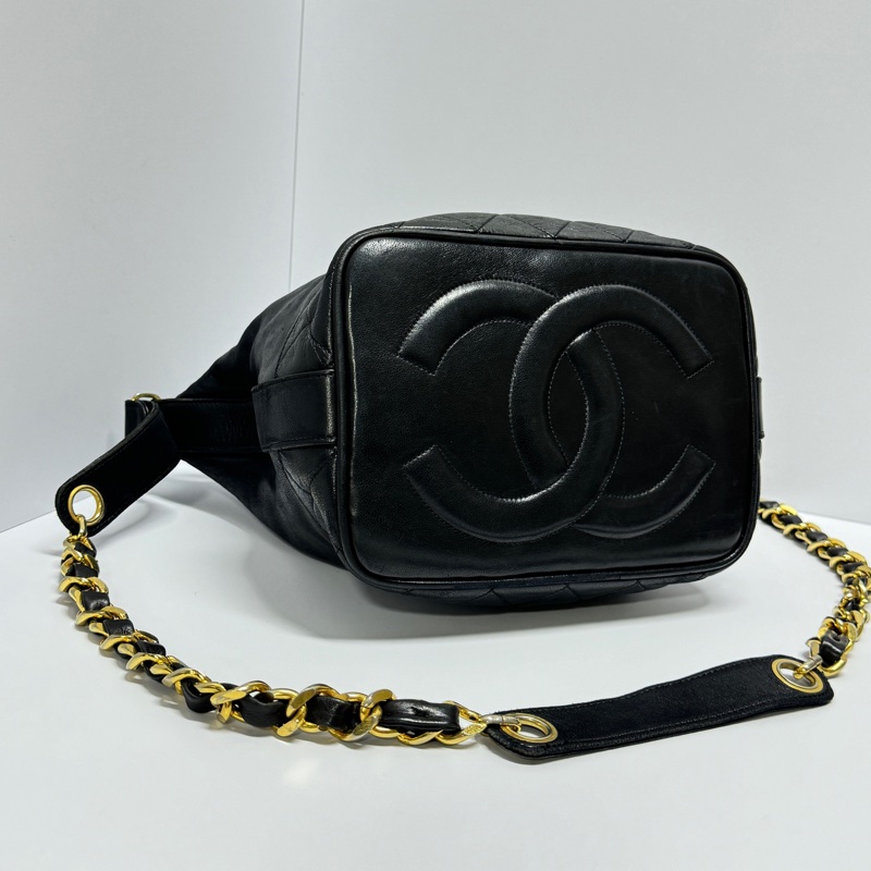 【極新🎁】 Chanel 黑金羊皮 水桶包 (專櫃223,000)-4