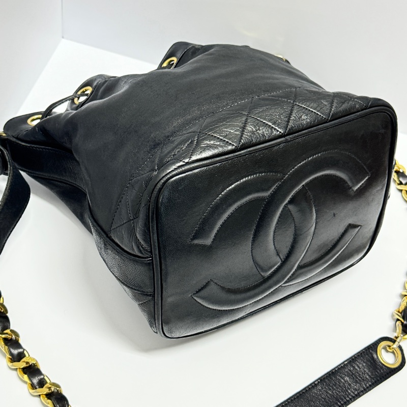 【極新🎁】 Chanel 黑金羊皮 水桶包 (專櫃223,000)-7