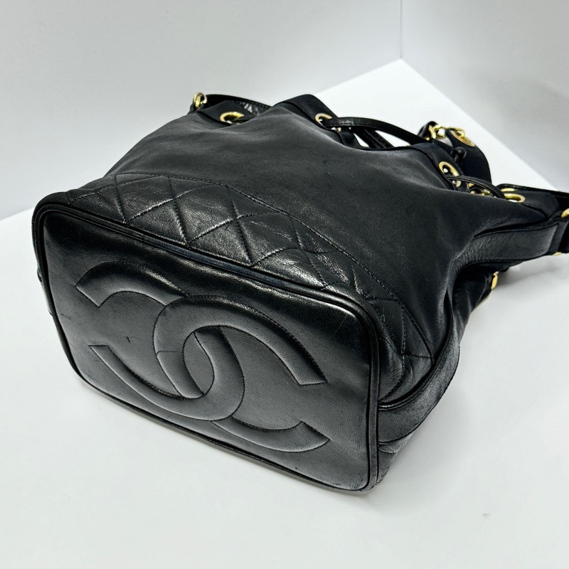 【極新🎁】 Chanel 黑金羊皮 水桶包 (專櫃223,000)-8