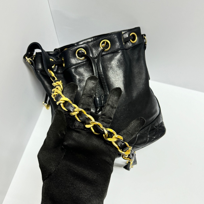 【極新🎁】 Chanel 黑金羊皮 水桶包 (專櫃223,000)-10