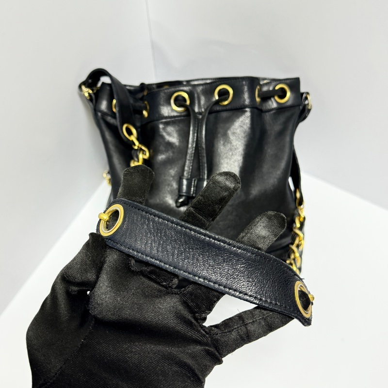 【極新🎁】 Chanel 黑金羊皮 水桶包 (專櫃223,000)-11