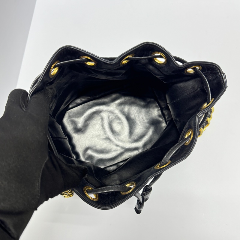 【極新🎁】 Chanel 黑金羊皮 水桶包 (專櫃223,000)-12