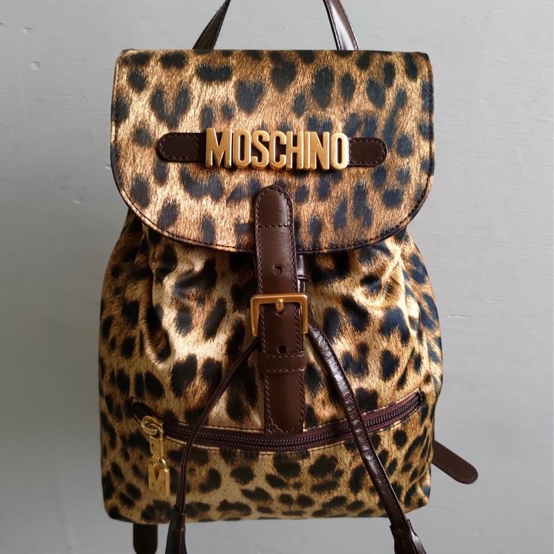 義大利製老品 #MOSCHINO 豹紋後背包 / LOVE & PEACE-9