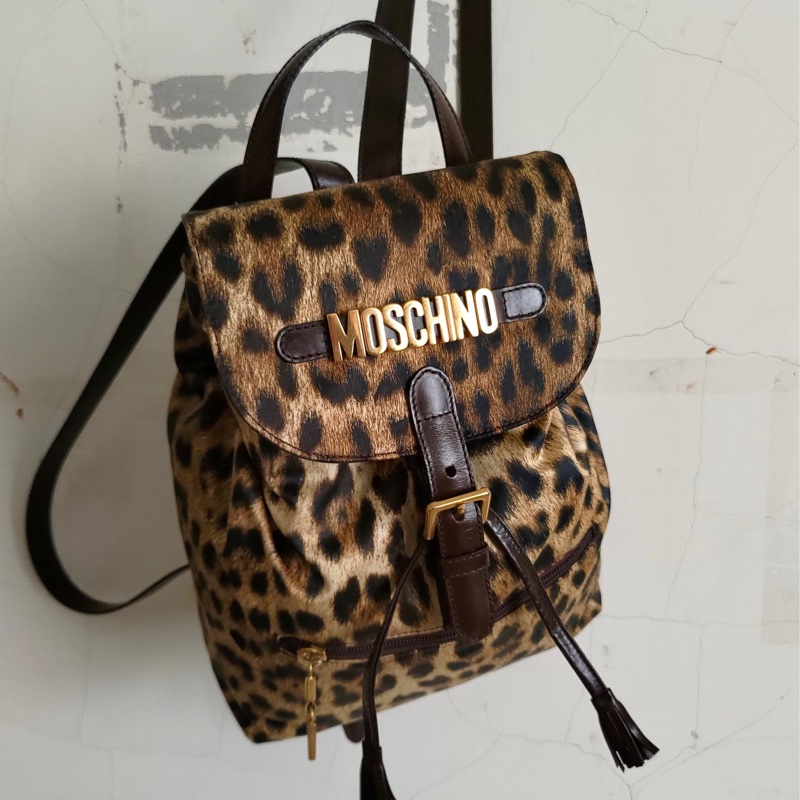 義大利製老品 #MOSCHINO 豹紋後背包 / LOVE & PEACE-11
