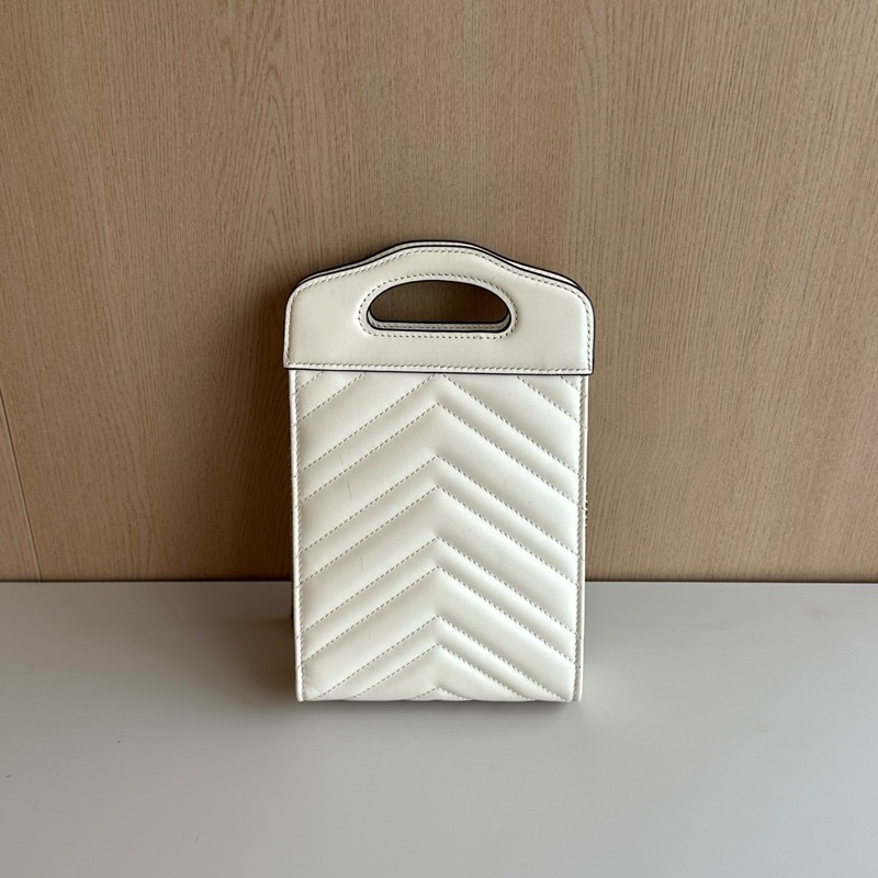 Gucci/古馳 marmont馬蒙白金mini tote斜挎包 。-1