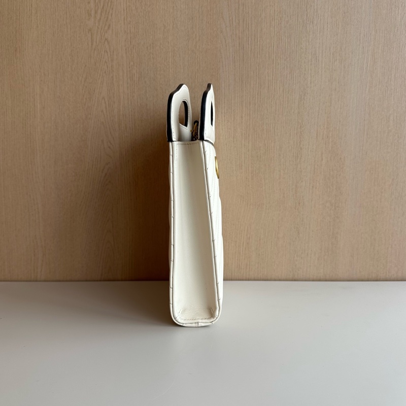 Gucci/古馳 marmont馬蒙白金mini tote斜挎包 。-2