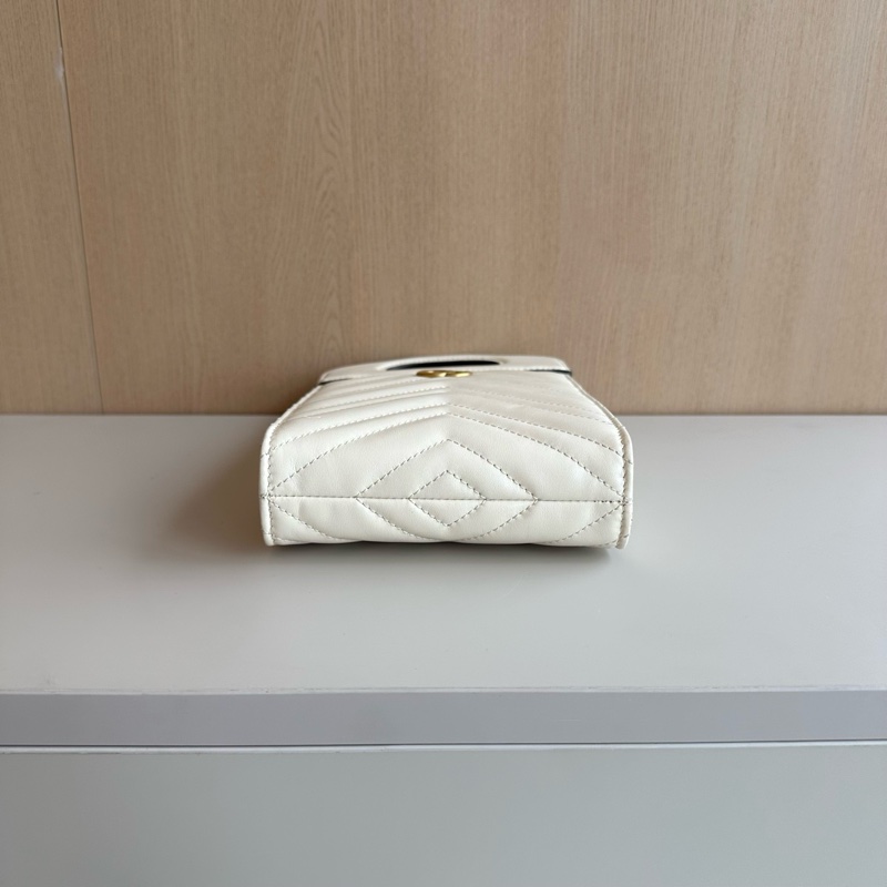 Gucci/古馳 marmont馬蒙白金mini tote斜挎包 。-4