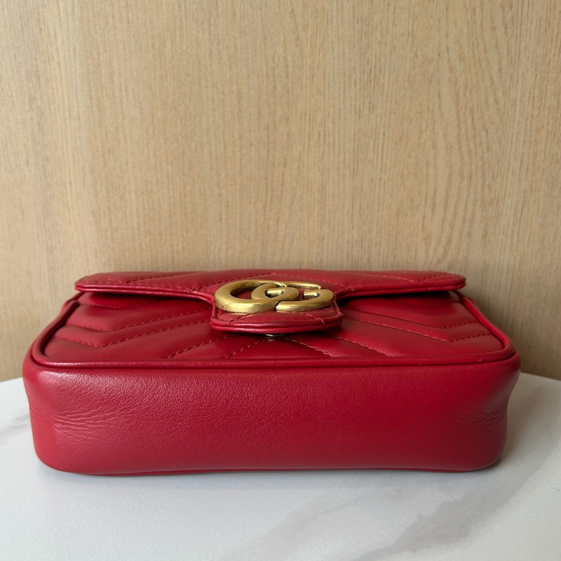 Gucci古馳馬蒙mini紅色鏈條包-4