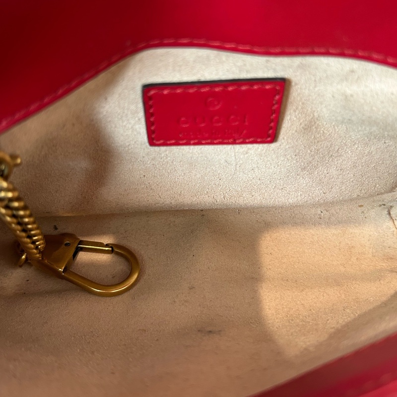 Gucci古馳馬蒙mini紅色鏈條包-6