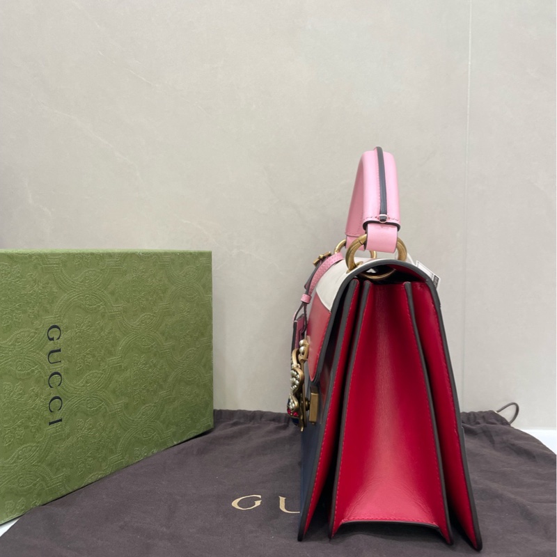 Gucci古馳 粉手柄瑪格麗特蜜蜂中號手提單肩斜挎包-3