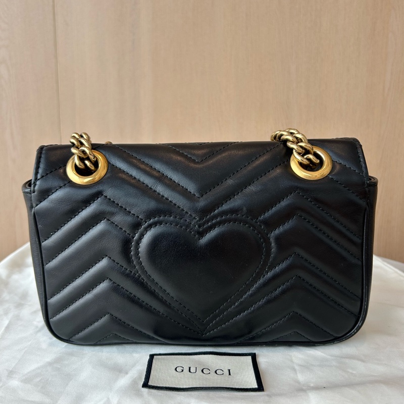 Gucci古馳 GG Marmont馬蒙22黑金鍊條包 028黑標-1