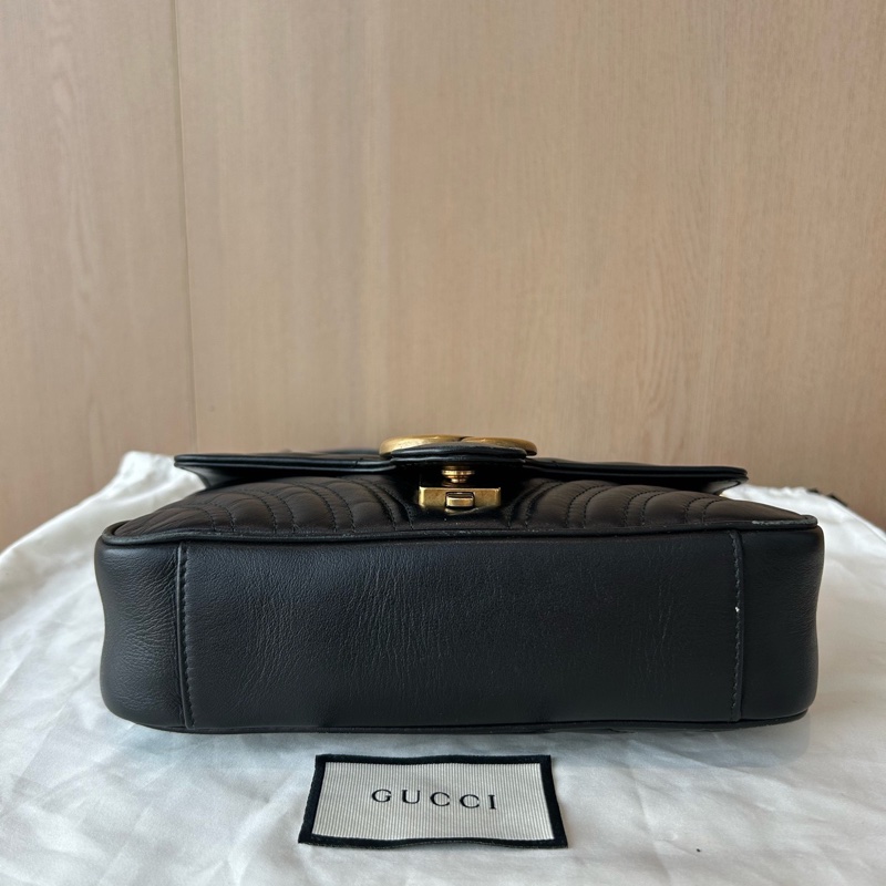 Gucci古馳 GG Marmont馬蒙22黑金鍊條包 028黑標-4