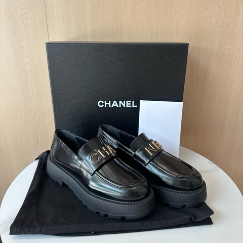 Chanel/香奈兒 小香24b新款字母樂福鞋厚底增高鞋