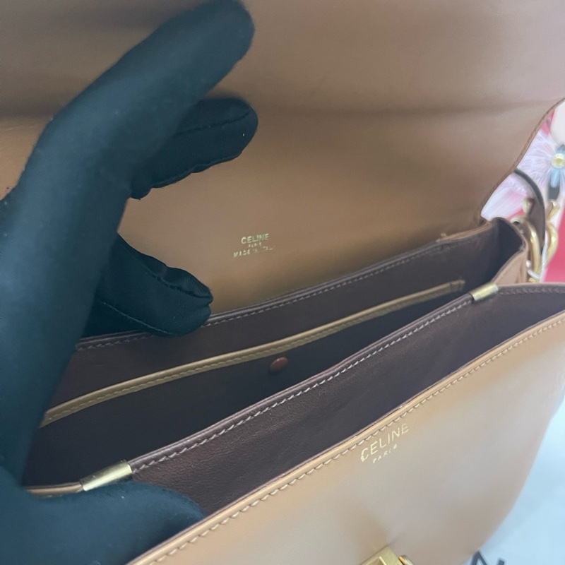 賽琳/Celine 奶茶色單肩包。-4