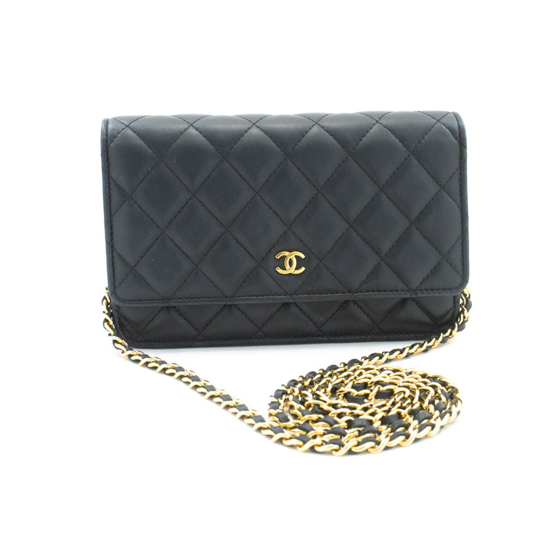 【日本直送】香奈兒黑色經典鏈條皮夾 WOC 肩斜背包-1