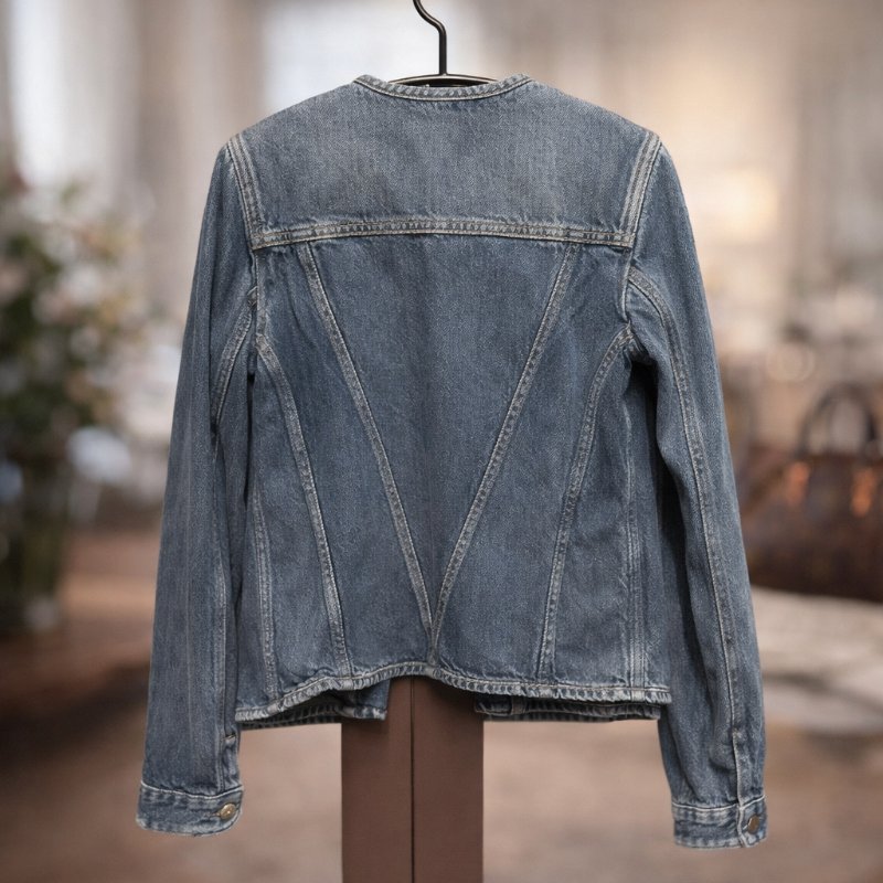 LV logo刺繡 牛仔外套 圓領 航海風格 尺碼34-1