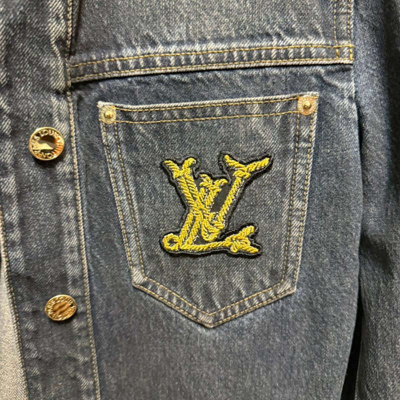 LV logo刺繡 牛仔外套 圓領 航海風格 尺碼34-2