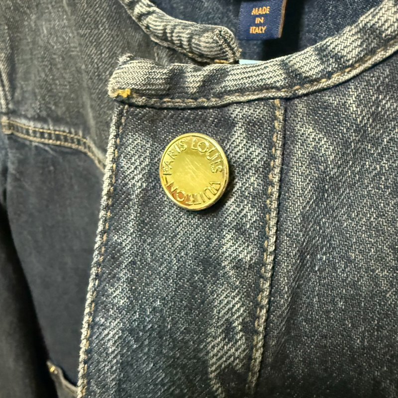 LV logo刺繡 牛仔外套 圓領 航海風格 尺碼34-5