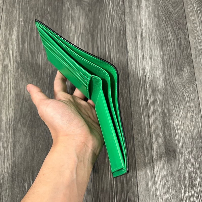 巴黎世家 黑綠 短夾 摺疊錢包-3