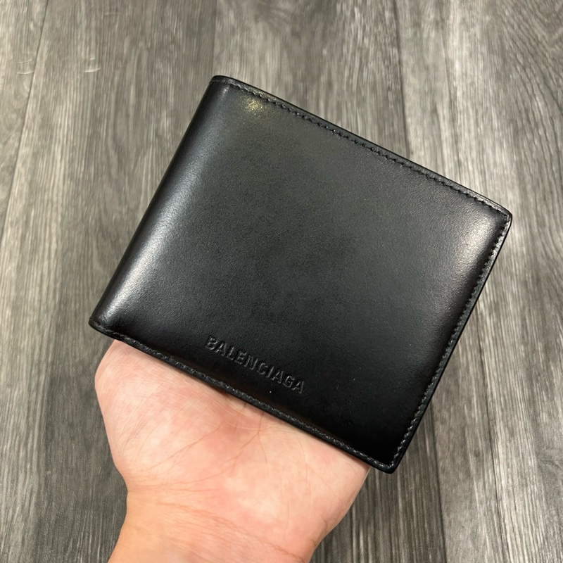 巴黎世家 黑綠 短夾 摺疊錢包-4