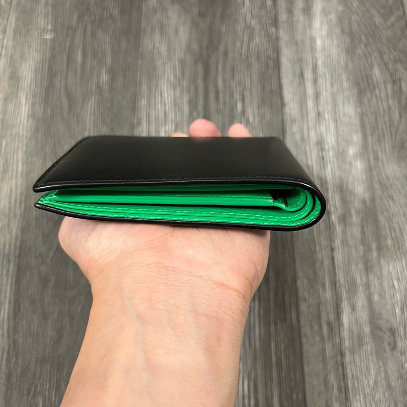 巴黎世家 黑綠 短夾 摺疊錢包-5