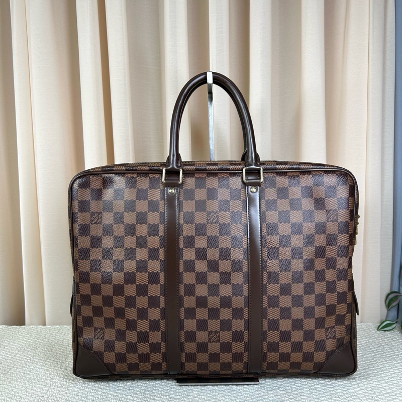 LV路易威登棕色棋盤格手提商務公文包 97新-0