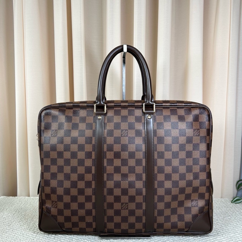 LV路易威登棕色棋盤格手提商務公文包 97新-1