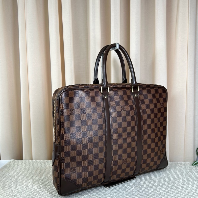 LV路易威登棕色棋盤格手提商務公文包 97新-3