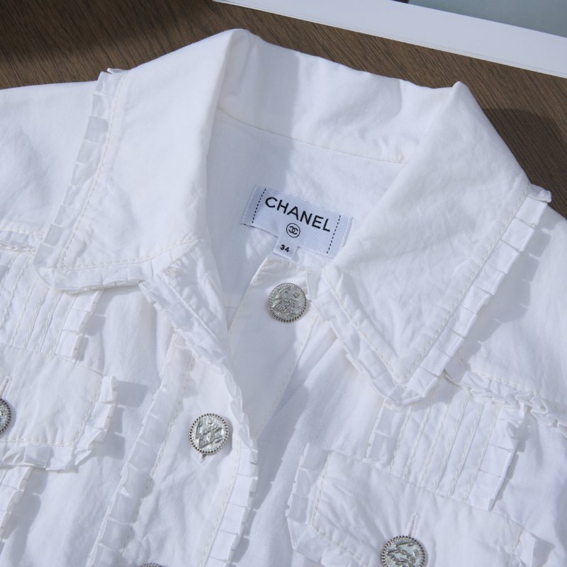 ❤️CHANEL 古巴系列 白色襯衫款外套 Coco Cuba鈕扣-1