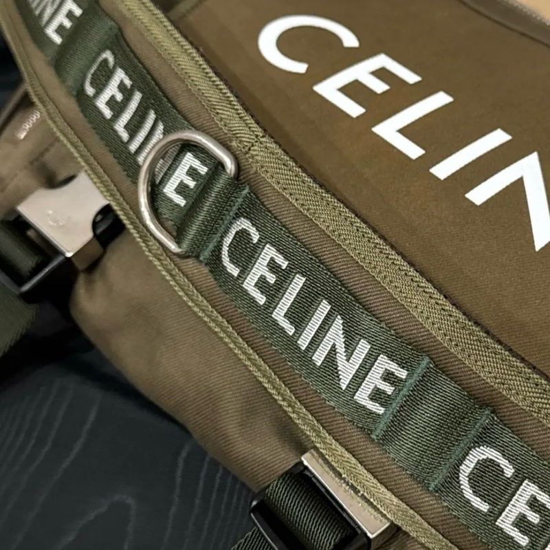 CELINE 郵差袋 登山袋 斜背包 尼龍 軍綠色 MEDIUM MESSENGER TREKKING IN NYLON WITH CELINE PRINT-6