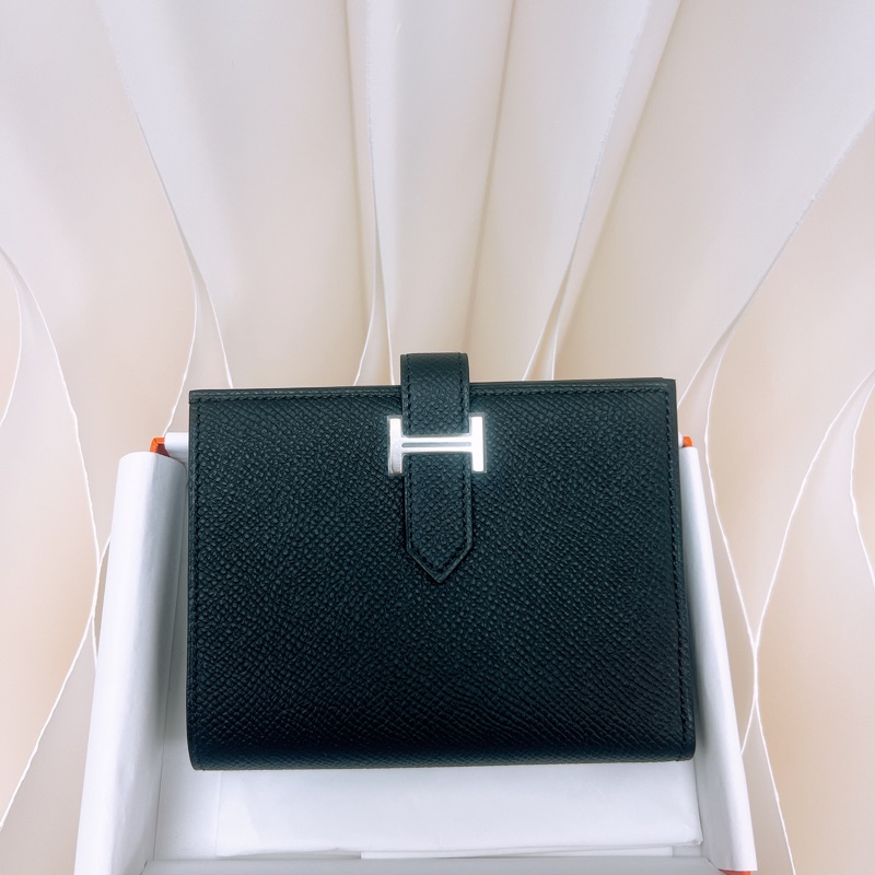 全新 Hermes bearn compact 黑銀皮夾 U-0