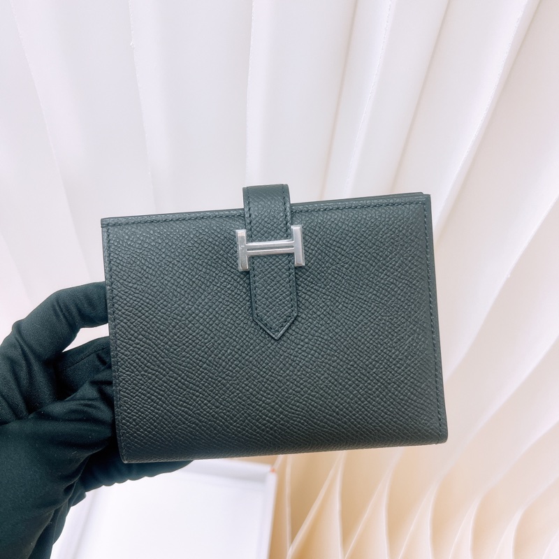 全新 Hermes bearn compact 黑銀皮夾 U-1