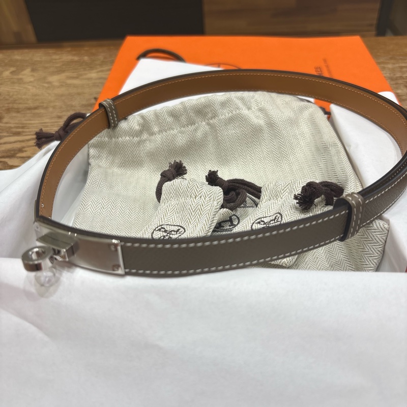 Hermes Kelly 18腰帶大象灰銀扣-1