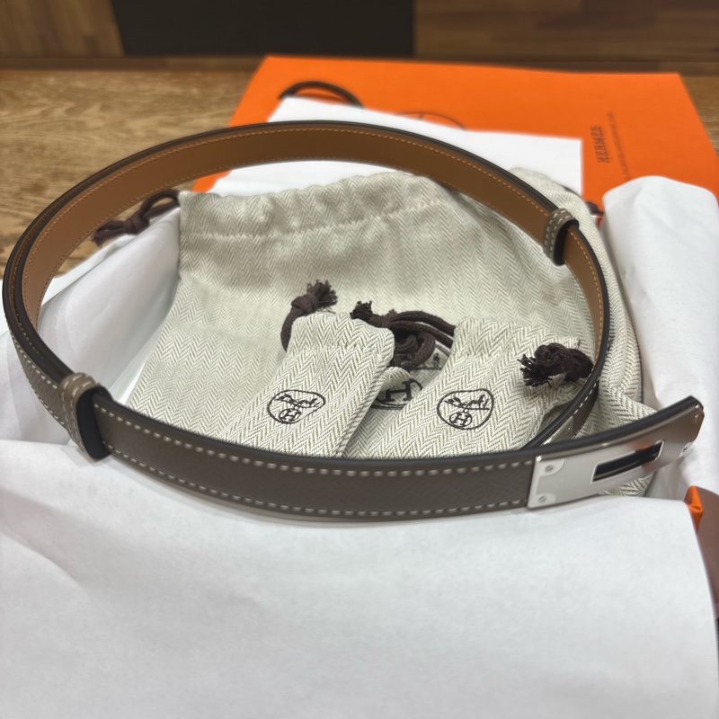 Hermes Kelly 18腰帶大象灰銀扣-2