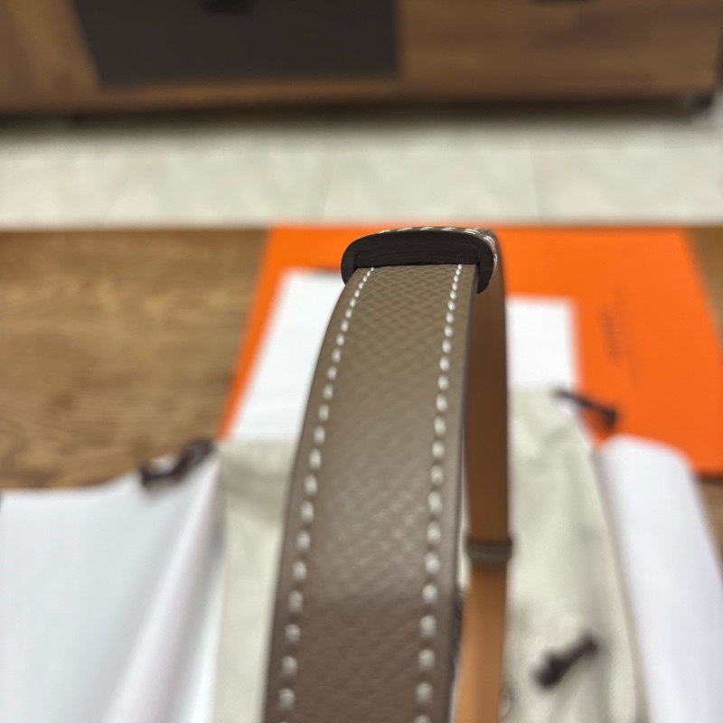 Hermes Kelly 18腰帶大象灰銀扣-3