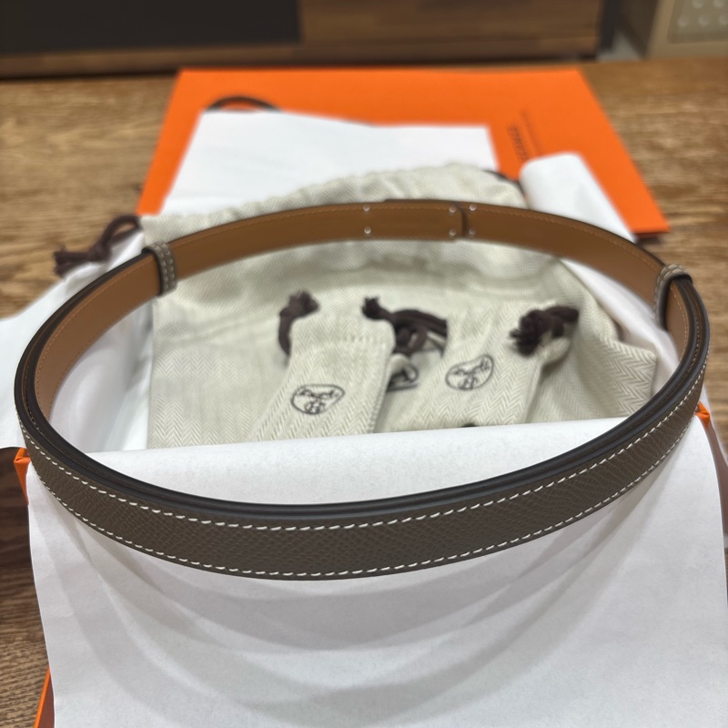 Hermes Kelly 18腰帶大象灰銀扣-6