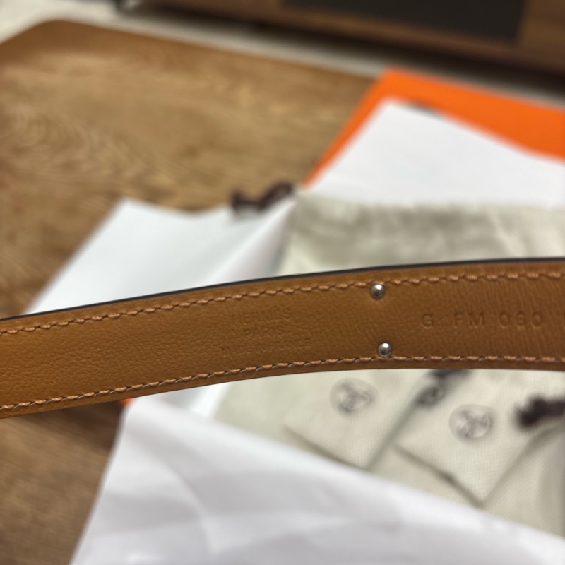 Hermes Kelly 18腰帶大象灰銀扣-7