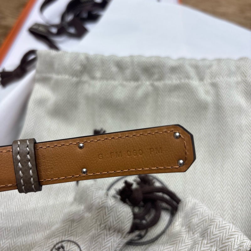 Hermes Kelly 18腰帶大象灰銀扣-9