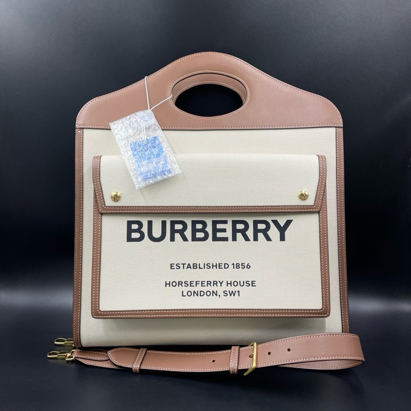 Burberry帆布郵差中號斜挎包 底長37cm  🈚附件-0
