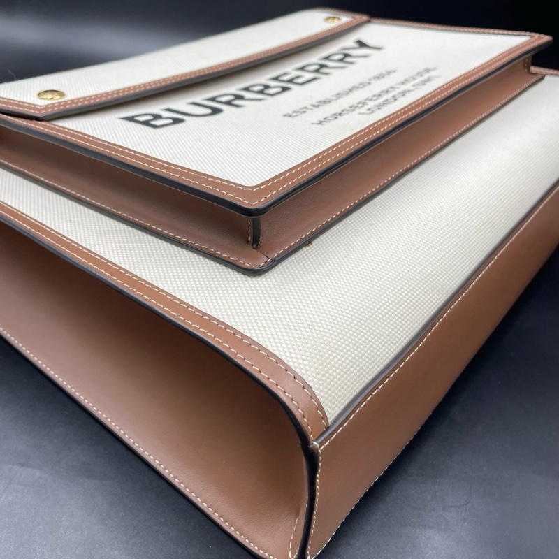 Burberry帆布郵差中號斜挎包 底長37cm  🈚附件-5
