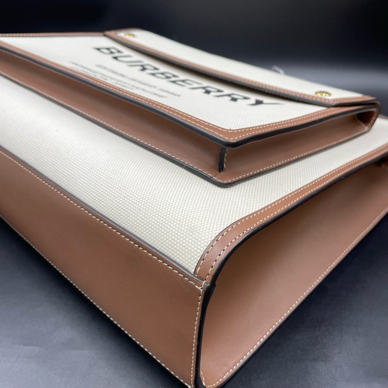 Burberry帆布郵差中號斜挎包 底長37cm  🈚附件-6