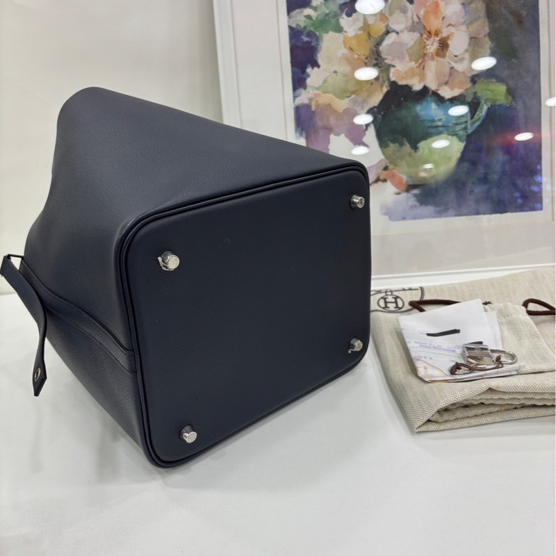 Hermes picotin 22靛藍色菜籃子編織手柄epsom皮C刻19年購證 full set-2