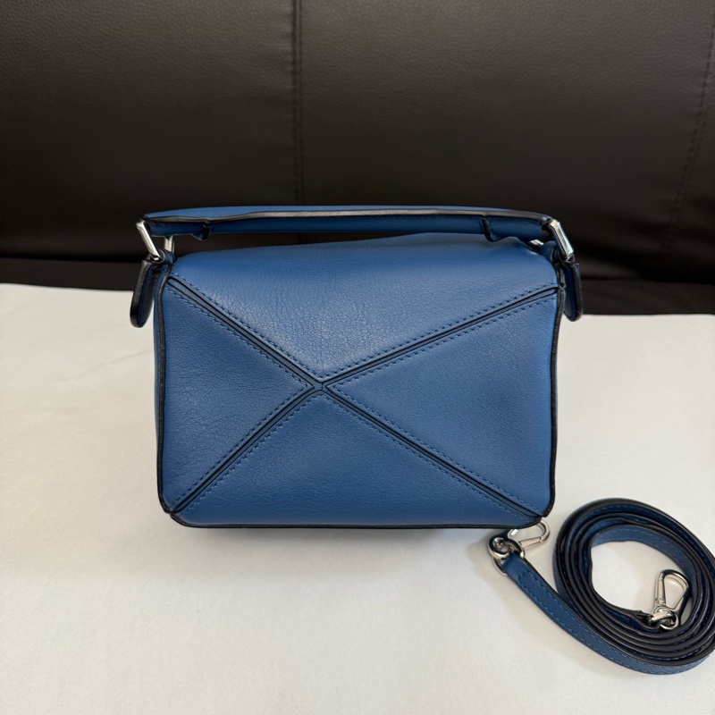 Loewe 羅意威藍色mini迷你puzzle幾何包手提單肩斜挎包 尺寸18-1