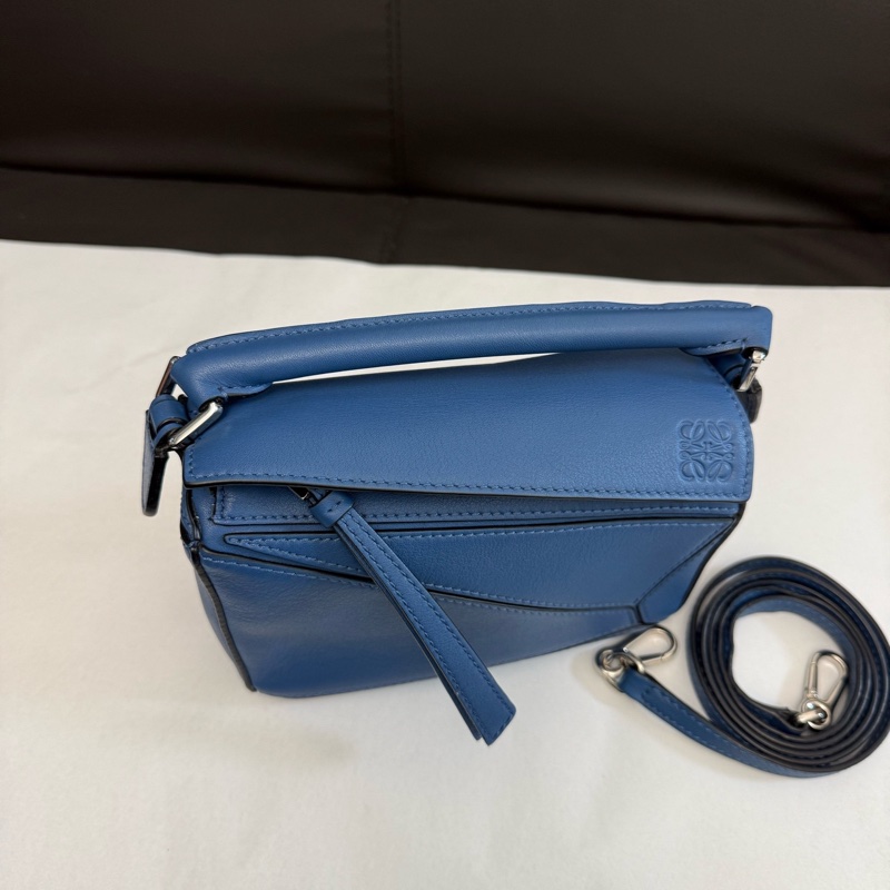 Loewe 羅意威藍色mini迷你puzzle幾何包手提單肩斜挎包 尺寸18-5
