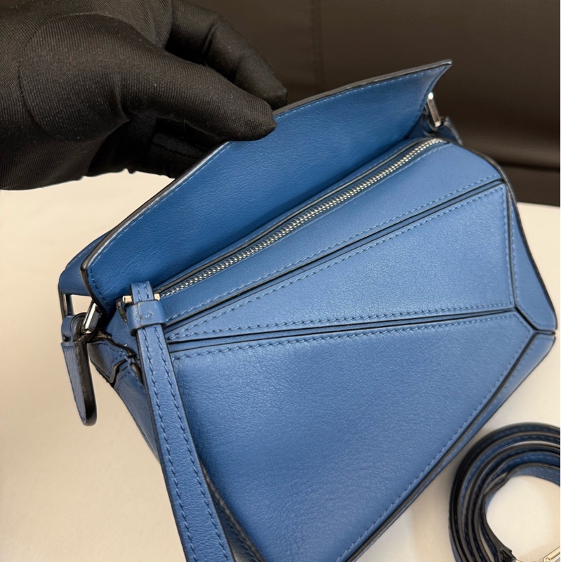 Loewe 羅意威藍色mini迷你puzzle幾何包手提單肩斜挎包 尺寸18-9