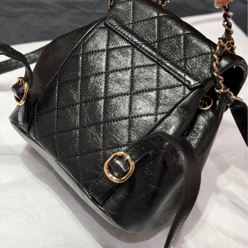 Chanel 芯片款 油蠟牛皮 duma雙肩背包 尺寸約18.5*18-5