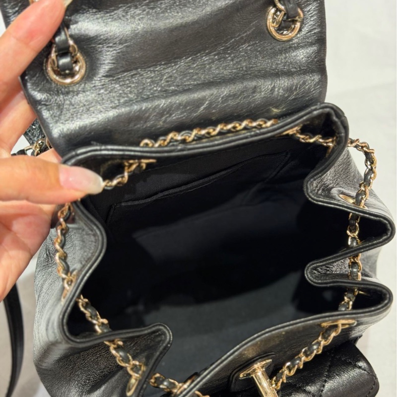 Chanel 芯片款 油蠟牛皮 duma雙肩背包 尺寸約18.5*18-6