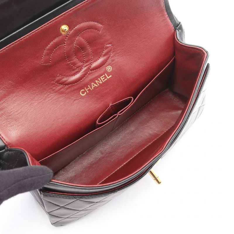 香奈兒 (CHANEL) Matelasse W 翻蓋鏈條單背包 A01113 羊皮黑色二手女士金扣-2