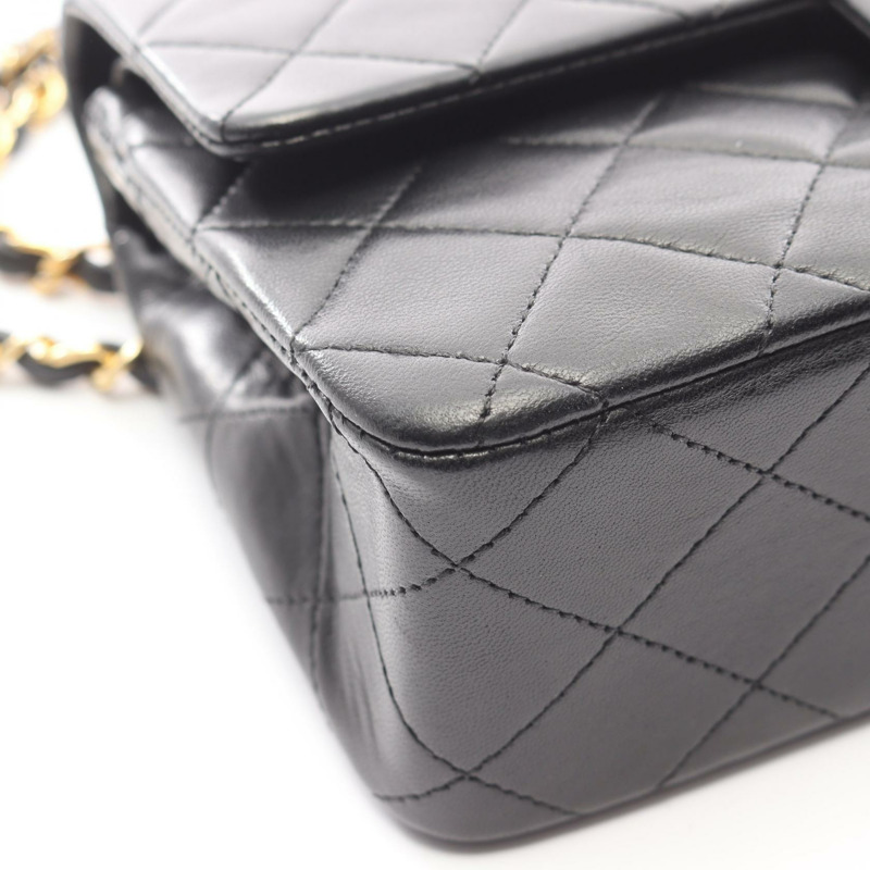 香奈兒 (CHANEL) Matelasse W 翻蓋鏈條單背包 A01113 羊皮黑色二手女士金扣-8